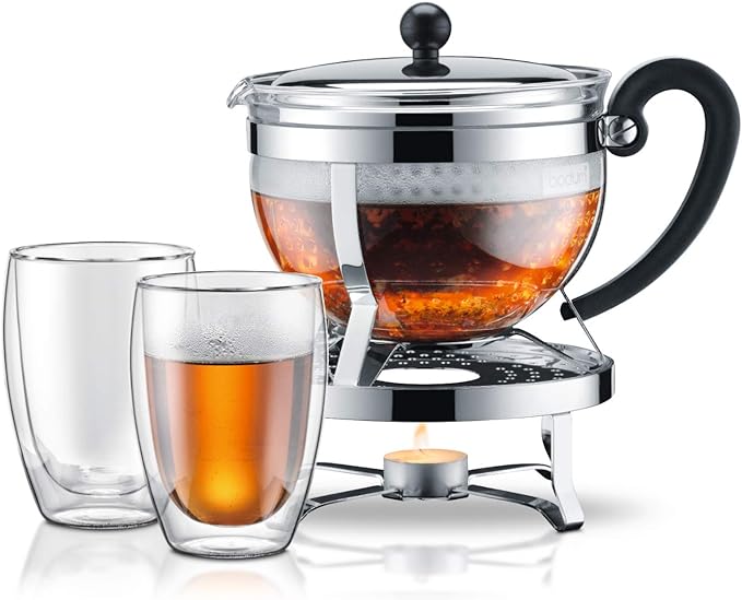 Bodum Chambord Tea pot W/ Coloured plastic Lid 12 Cup 1.3L Adams